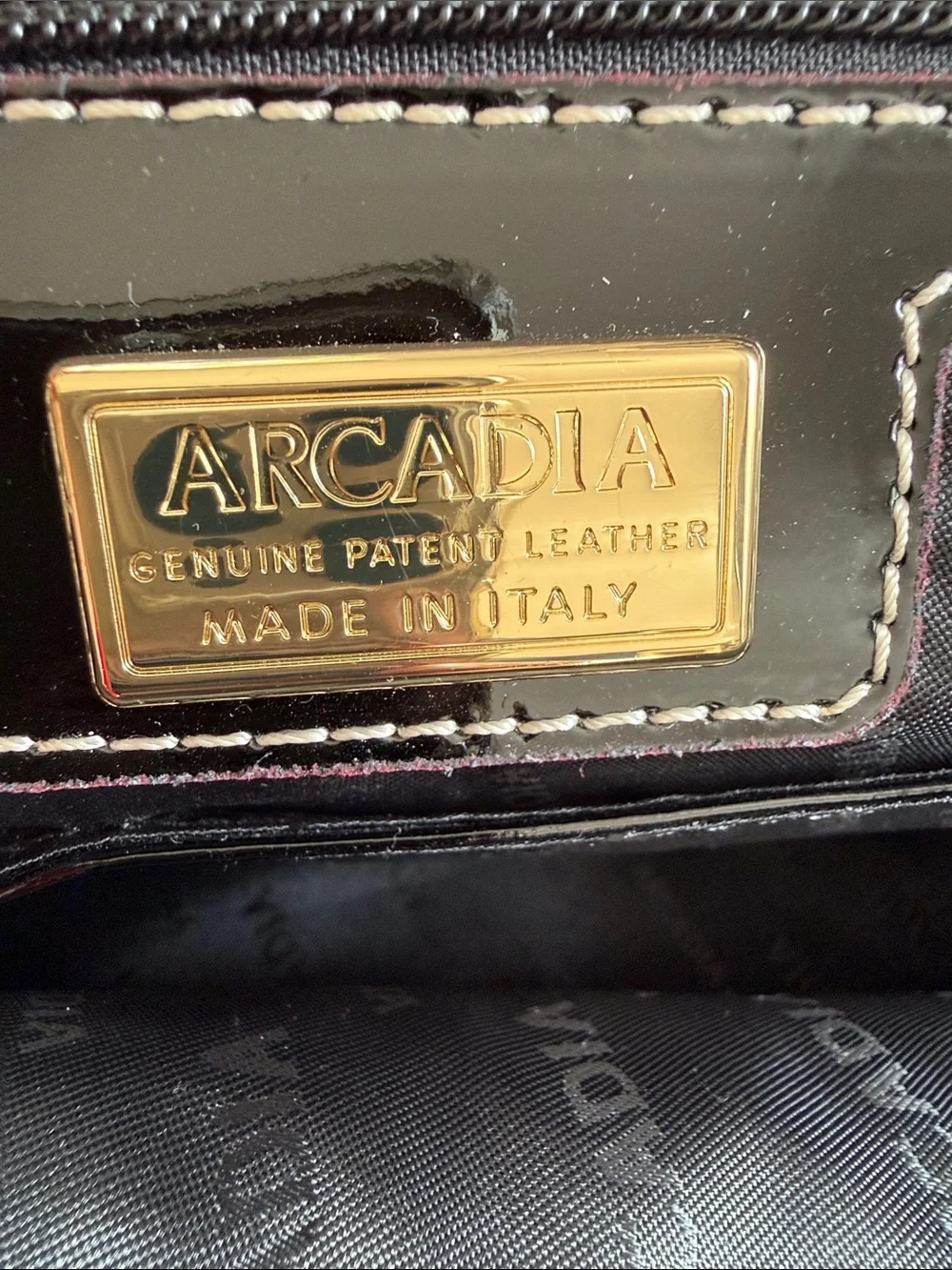 Beautiful Arcadia Italian Patent Leather Dome Satchel-Like New